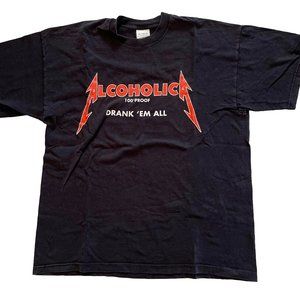 Metallica, Alcoholica, Drank 'Em All, Rare 90s European Tour Shirt Size L